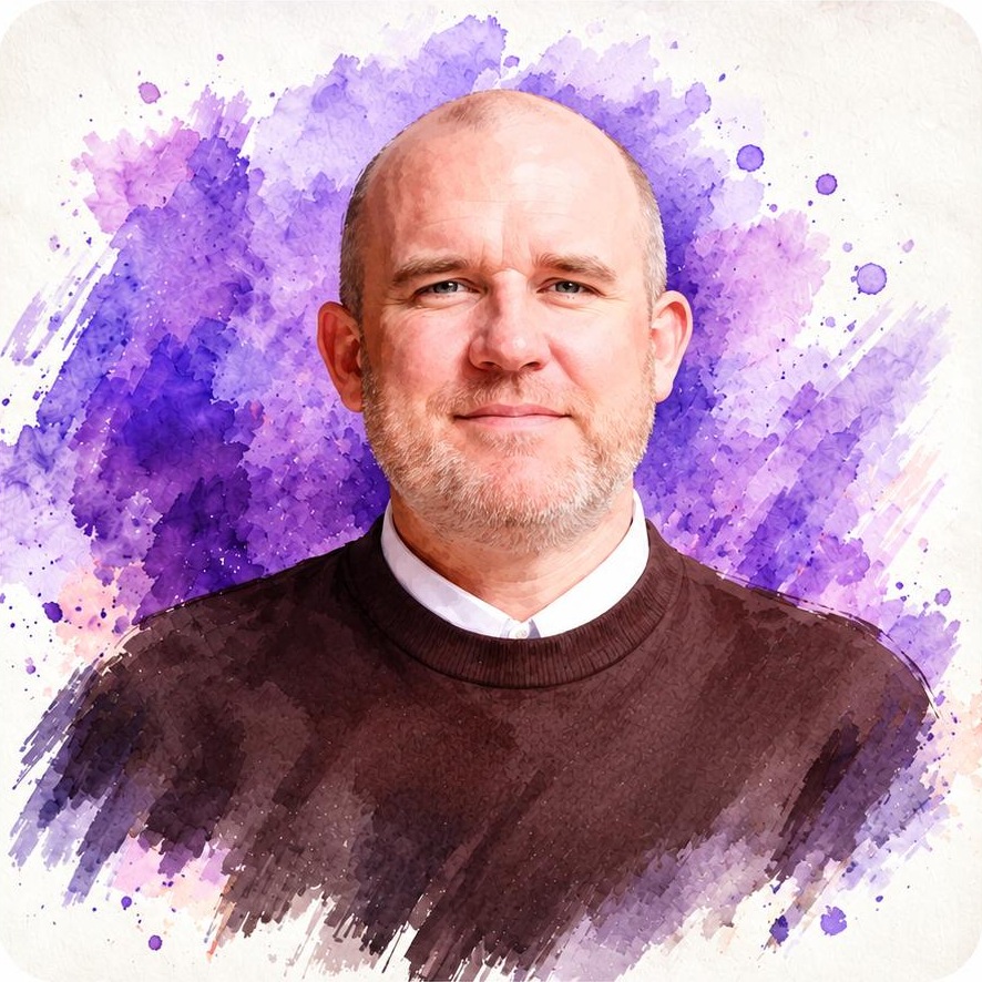 Illustrated portrait of Andrew M.