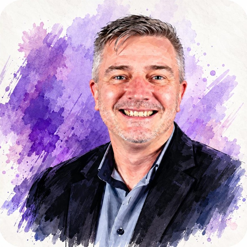 Illustrated portrait of James Aspland