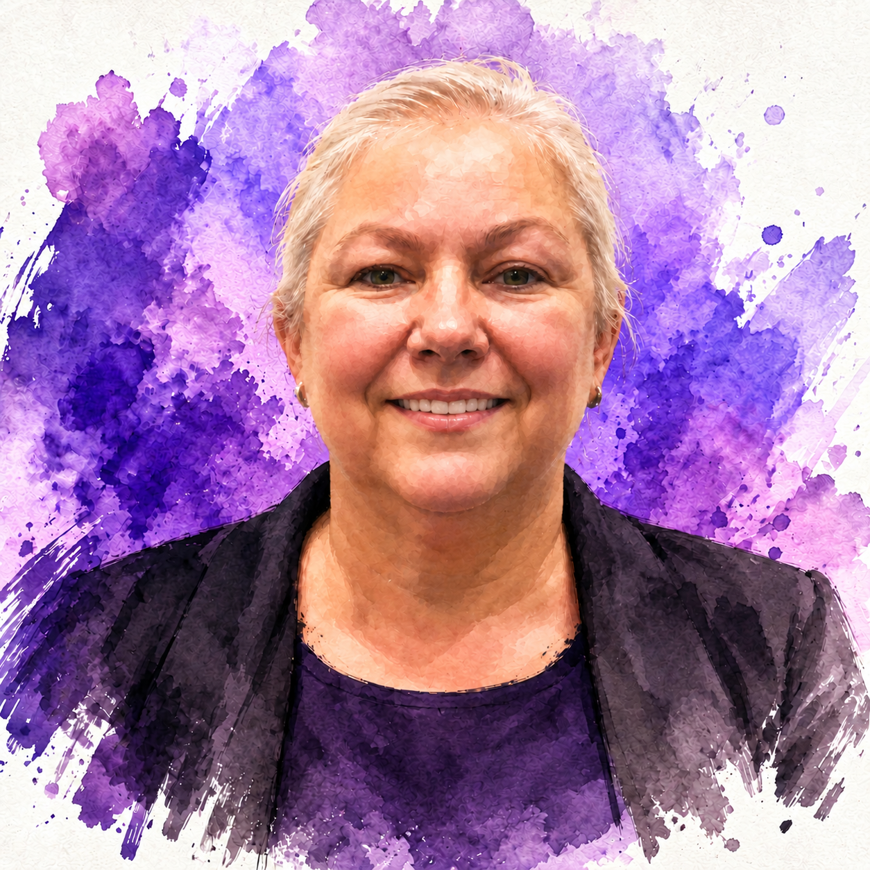 Illustrated portrait of Lesley K.